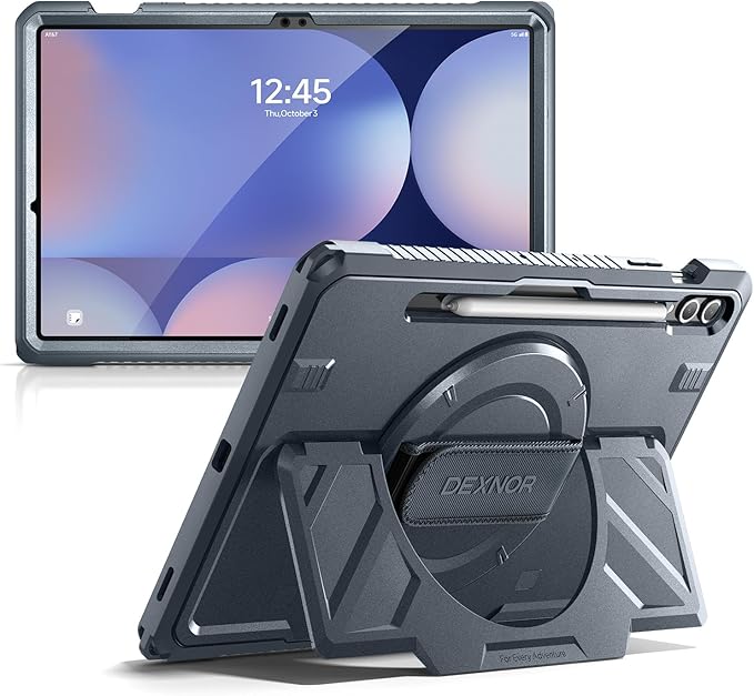 Dexnor Case for Samsung Galaxy Tab A11+/A11 Plus 11 inch 2025 Rugged Protective Case with 360° Rotating Hand Strap &amp Large Steady Stand &amp Screen Protector Shockproof Full-Body Bumper Cover B