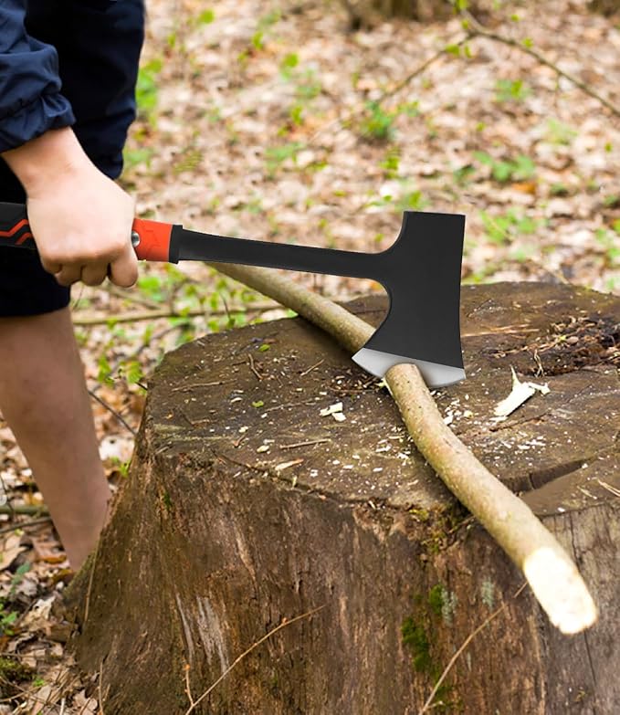 17" Hatchet, Camping Axe High Carbon Steel & Non-Slip Shock-Absorbing Grip with Nylon Sheath