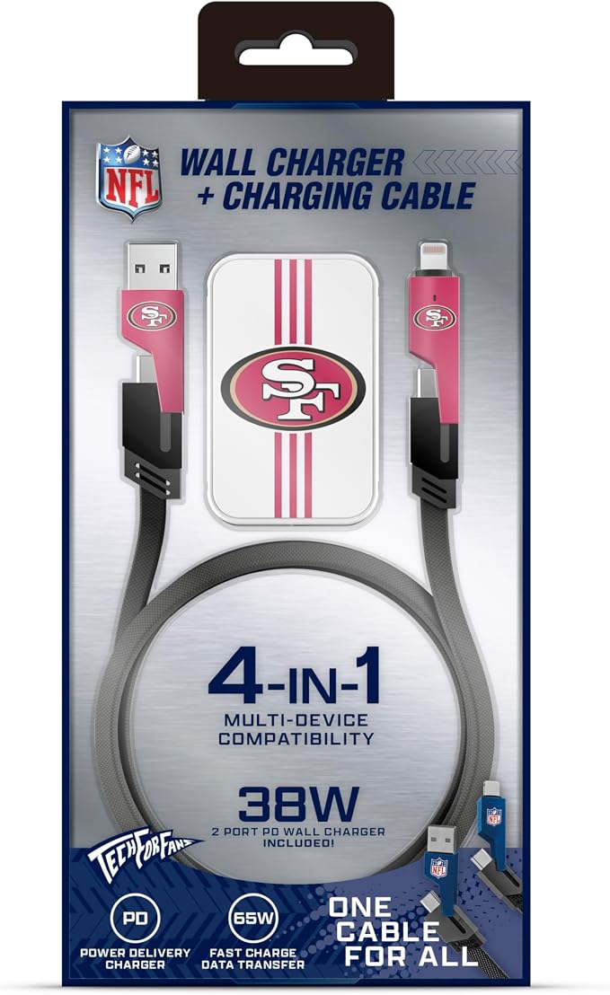 SOAR NFL Slim Wall Charger and 4 In 1 Multi Charging Cable