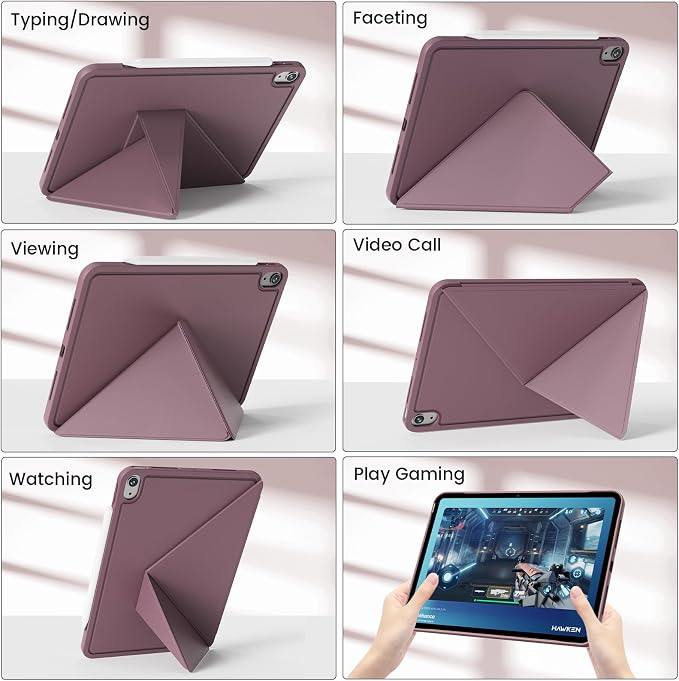 Case for iPad A16 11th/10th Generation 11/10.9 inch Black | Magnetic Attachment Slim Soft TPU Protective Case Multi Angles Hidden Pencil Holder Shockproof Frame Auto Wake/Sleep