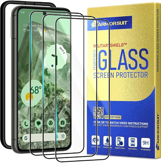 ArmorSuit 3 Pack Glass Screen Protector for Google Pixel 8 Pro Tempered Glass MilitaryShield Case Friendly (w/Alignment Tool)