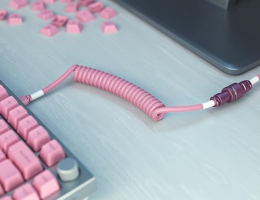 GLORIOUS Coiled Keyboard Cable – Coiled USB C Cable Artisan Braided Cables for Mechanical Gaming Keyboard Coiled Cable - Custom Keyboard Cable (Cobalt Blue)