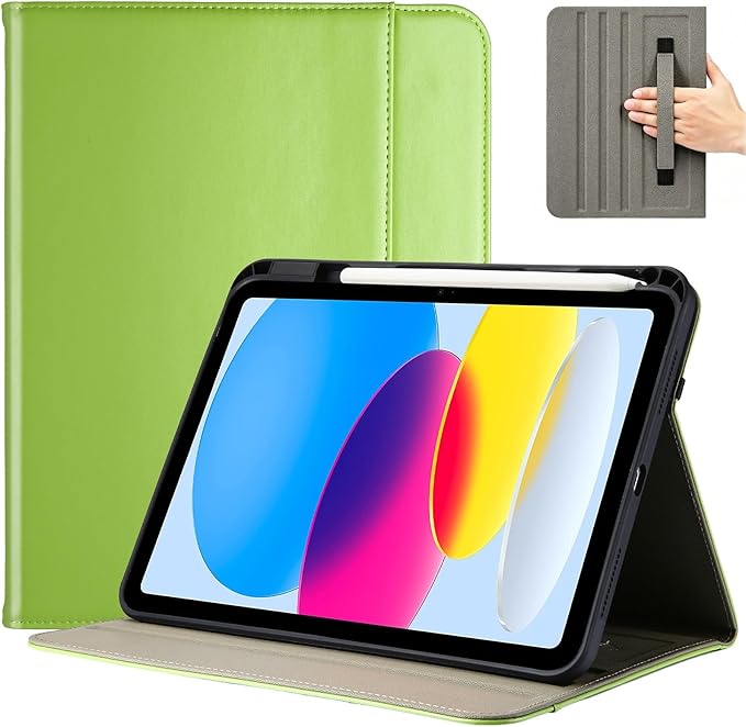 ProCase for iPad A16 11th Generation 11” 2025/iPad 10th Generation 10.9” 2022 with Pencil Holder iPad 11/10 PU Leather Case Business Stand Cover Smart Folio with Hand Strap Front Pocket -Berrypurple