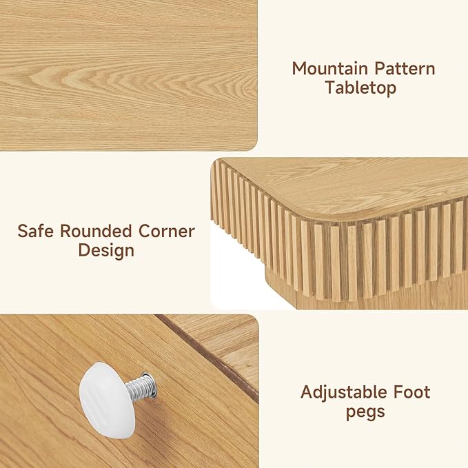 Lift Top Coffee Table for Living Room,Rectangle Handmade Solid Wood Strips, Fluted Coffee Table with Hidden Storage Compartment Small Space Office Apartment (38.6" L×26.8''W×13.8''H-Natural)