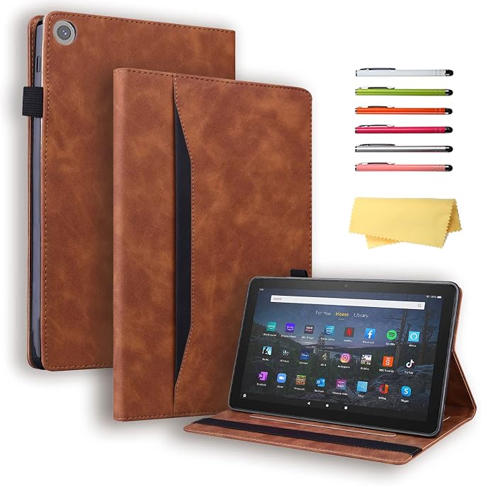 Fire HD 8 Case Slim Folding Stand Auto Wake/Sleep Wallet Case with Cards/Cash Holder for Amazon Fire HD 8(8th/7th/6th Gen 2018/2017/2016 Release)-Black