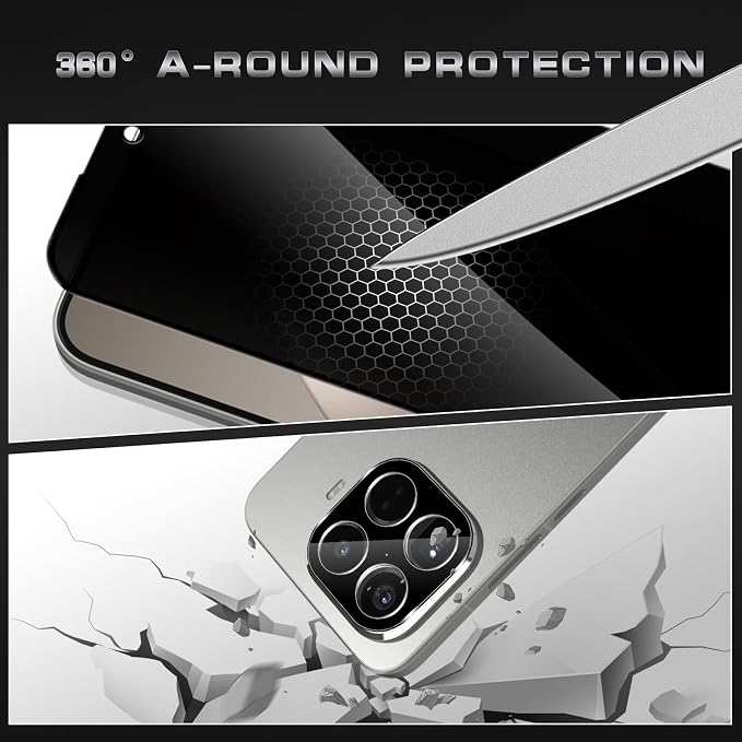 4 Pack Nothing Phone (3a) Pro 5G Privacy Screen Protector 2 Pack Privacy Tempered Glass Film and 2 Pack Camera Lens Protector Anti-Spy Protection for Nothing Phone (3a) Pro 5G Screen Protector