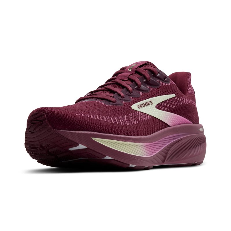 Brooks Women’s Ghost 17 Neutral Running Shoe - Burgundy/Pink/Green - 7 Medium