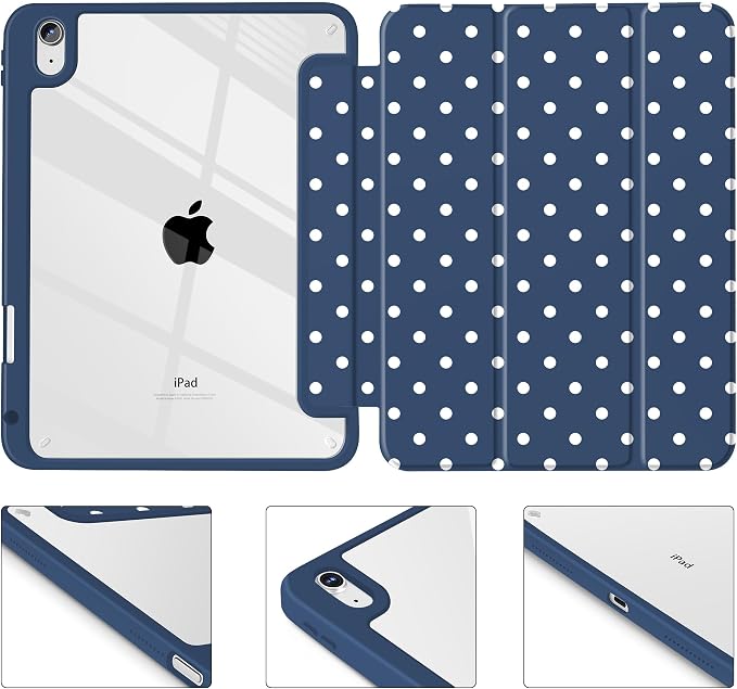 Tuiklol for iPad 10.2 inch 9th / 8th / 7th Gen 2021 2020 2019 Release Case | Built in Pencil Holder - TPU Protection Trifold Stand Stand Clear Back Tablet Cover With Auto Wake/Sleep Blue berries