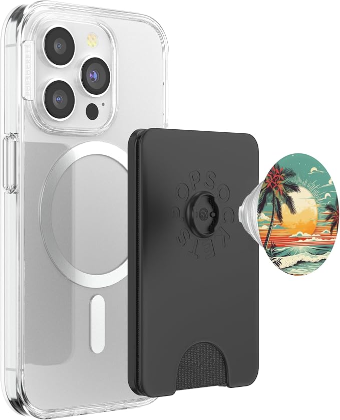 Retro Summer Palm Sun Beach Vacation PopSockets Adhesive PopGrip
