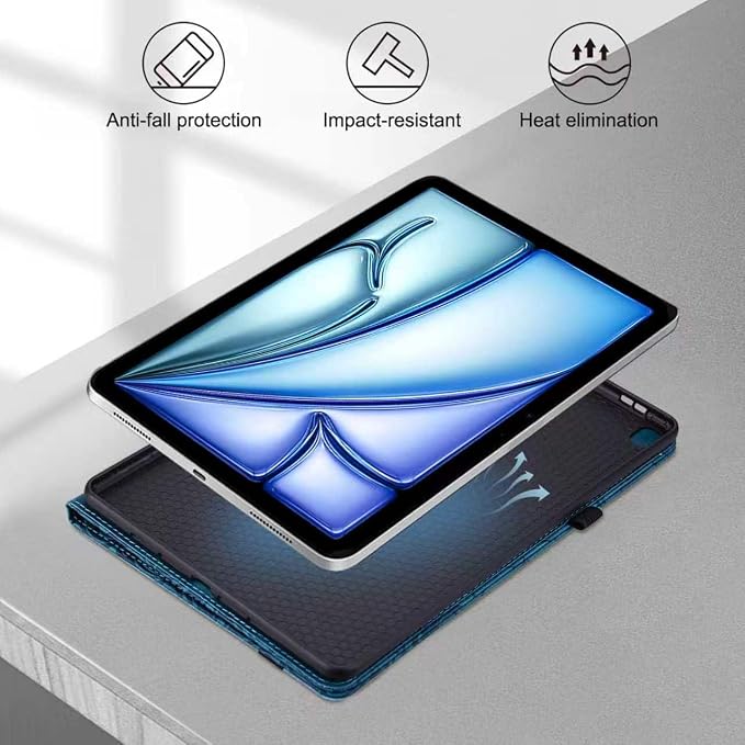 ALILANG Case for Kindle Fire HD 10 &amp 10 Plus Tablet (13th/11th Generation 2023/2021 Release) 10.1 Multi-Angle Viewing Protective Tablet Cover with Folding Stand &amp Pencil Holder -Blue