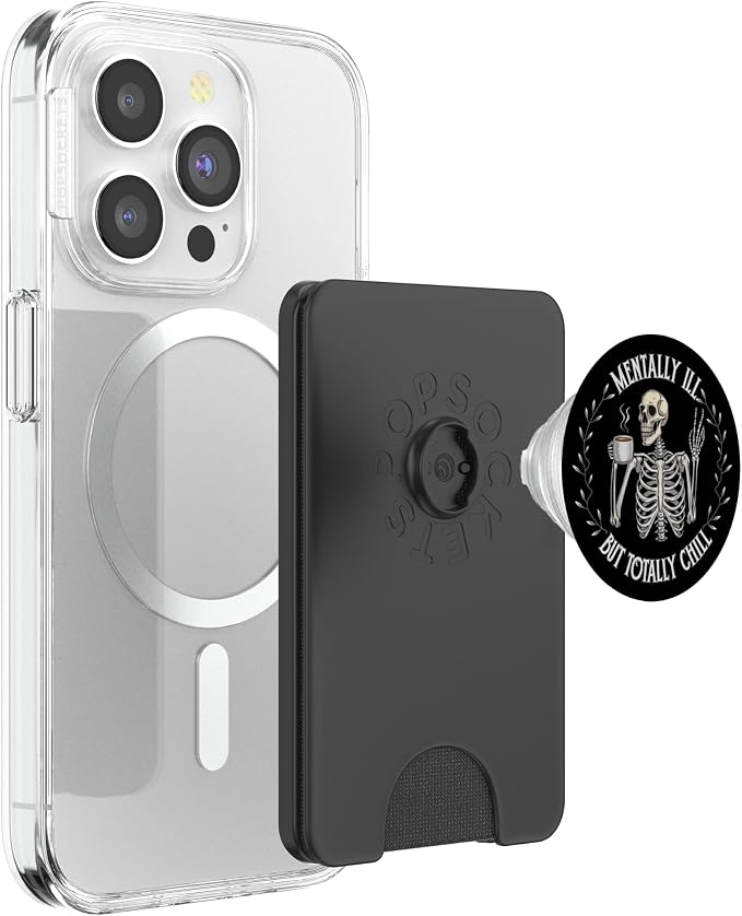 Mentally Ill But Totally Chill Skeleton Humor Design PopSockets PopWallet for MagSafe