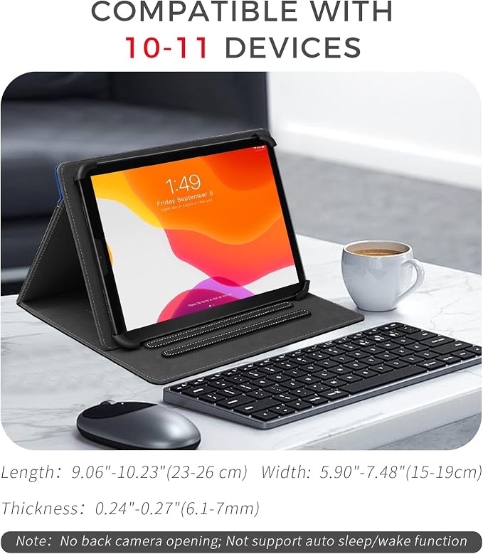 ZenRich Android Tablet Case for 10.1 inchUniversal Tablet Case Cover | Touchscreen Tablet 10-11 with Multiple Viewing Angles/Hand Strap/Pen Holder/Adjustable Fixing Silicon BandBlue