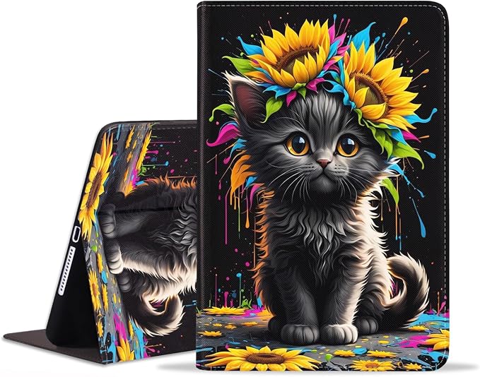Case for Samsung Galaxy Tab A9 Plus 11 Inch 2023 Model (SM-X210/X216/X218) Premium PU Leather Stand Folio Cover with Auto Sleep/Wake Abstract Colorful Dog