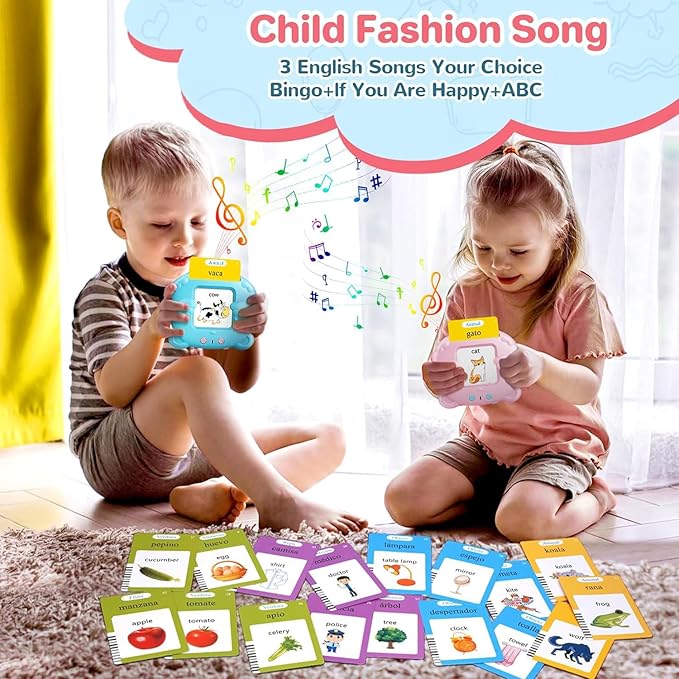 Spanish & English Talking Flash Cards for Toddler, 510 Sight Words Learning Toys, ABC & Numbers Educational Montessori Toys, Speech Therapy Toys, Children's Sensory Preschool Learning Birthday Gifts
