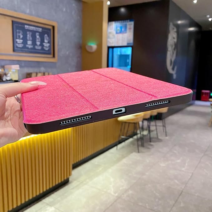 Tablet Case for iPad 11th A16 Generation 11 Inch 2025 / iPad 10th Generation 10.9 Inch 2022 Trifold Stand Smart Protective Cover Soft TPU Back Auto Wake &amp Sleep(Hot Pink Bow)