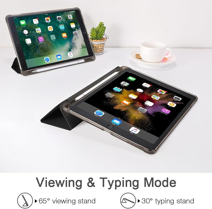 JOYLAND Blue Turtle for iPad Air 11 Inch M3(2025)/M2 (2024)Air 5th/4th Generation Case 2022/2020 10.9 Inch with Pencil Holder-Trifold Stand Protective Cover with Soft TPU BackBlack