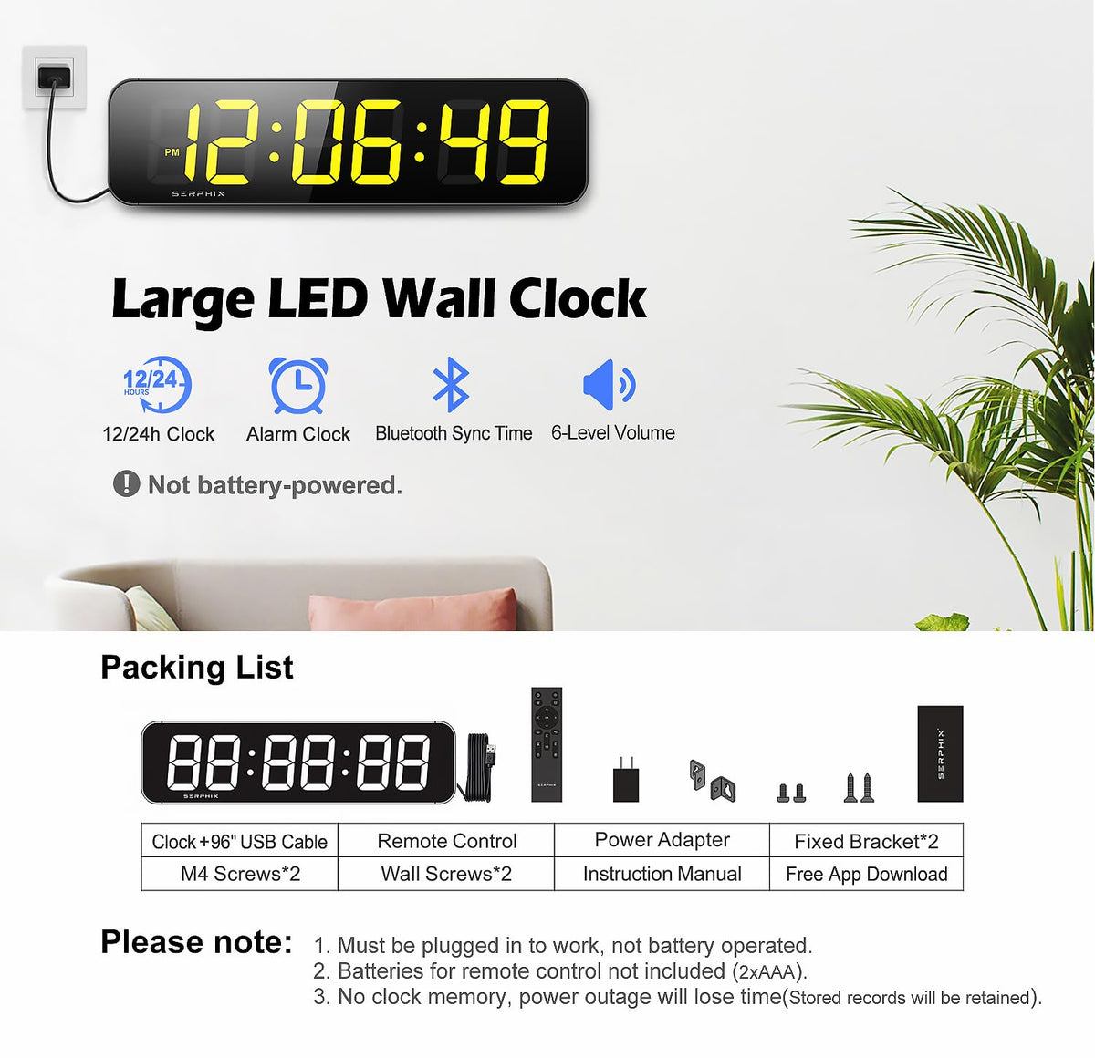 15.2" Gym Timer, App & Remote Control, Gym Clock for Home Garage Outdoor