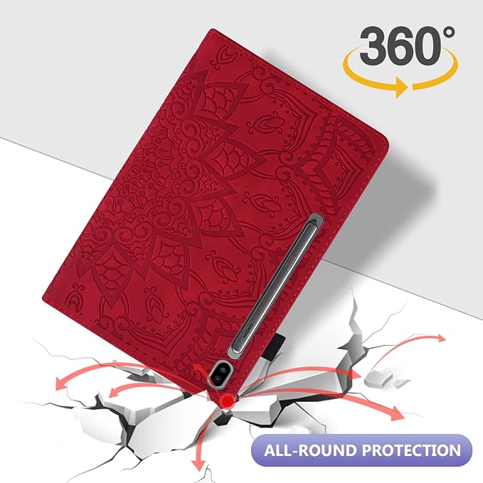 Dteck Wallet Case for Galaxy Tab S10+/S9+/S7 FE/S8+/S7 Plus 12.4 Tablet Premium PU Leather Folding Stand Auto Wake/Sleep Pen Holder Case with Hummingbirds