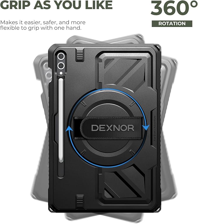 Dexnor Case for Samsung Galaxy Tab A11+/A11 Plus 11 inch 2025 Rugged Protective Case with 360° Rotating Hand Strap &amp Large Steady Stand &amp Screen Protector Shockproof Full-Body Bumper Cover B