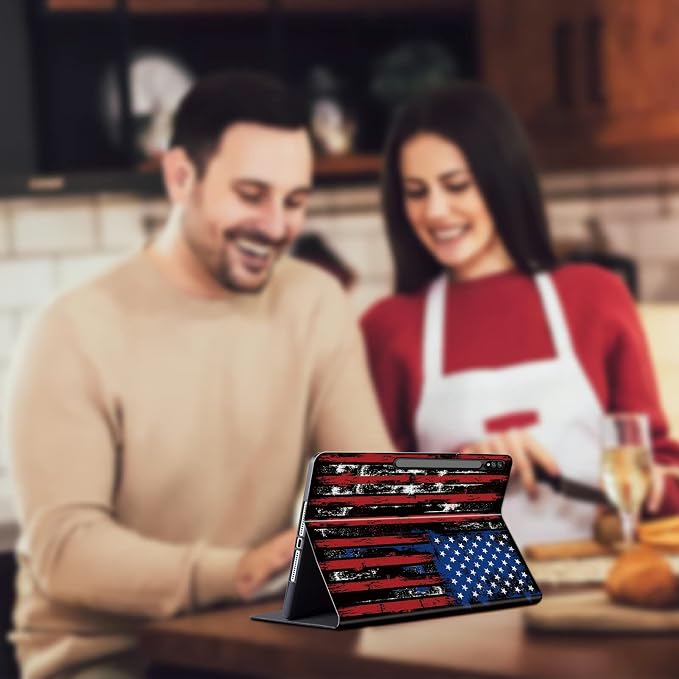 for Samsung Galaxy Tab S6 Lite Case 2022/2020 Release with Adjustable Stand &amp Auto Wake/Sleep Feature Smart Protect Cover Case for Samsung Tab S6 Lite 10.4 inch - American Flag