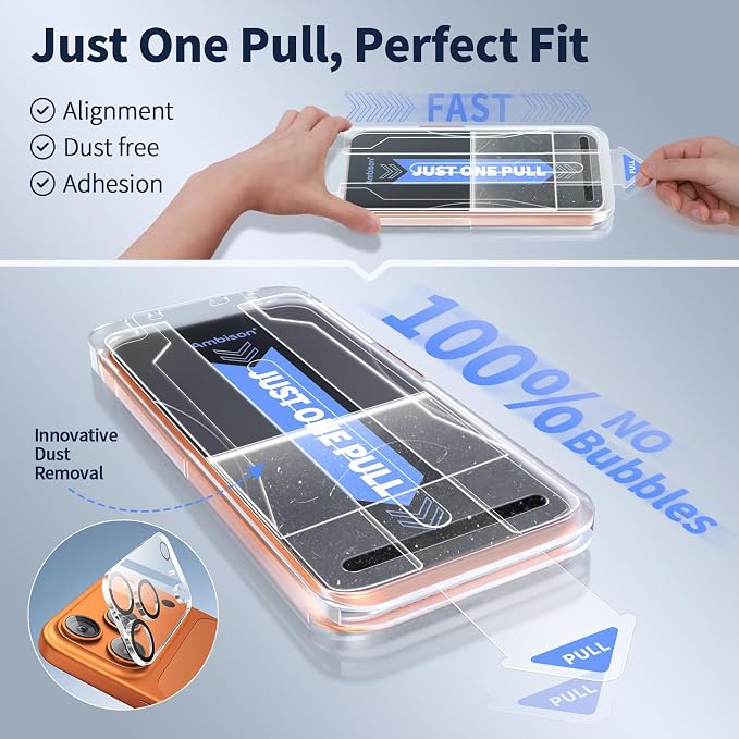 Ambison 2 Packs Matte Screen Protector for iPhone 17 6.3inch 2025 + 2 Packs HD Camera Lens Protector [One-Pull Installation＆Anti-Glare] 7X Powerful Scratch Resistance &amp Full Coverage protection