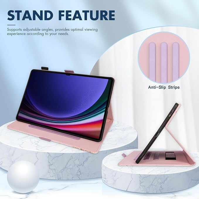 Dteck Wallet Case for Galaxy Tab S10+/S9+/S7 FE/S8+/S7 Plus 12.4 Tablet Premium PU Leather Folding Stand Auto Wake/Sleep Pen Holder Case with Hummingbirds