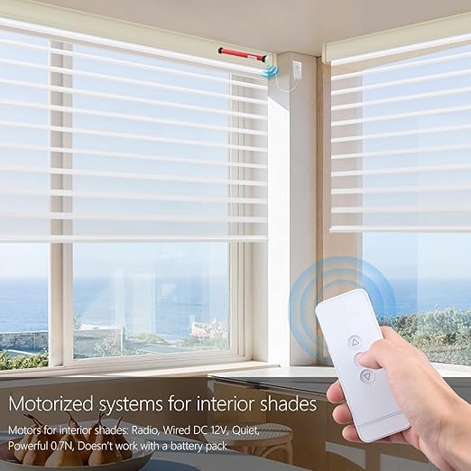 Rollerhouse DC12V EY2512 Shade Motor Electric Blind Motor Remote Control Wired Compatible with 38mm Shade Tube DIY Electric Roller Blinds/Shades
