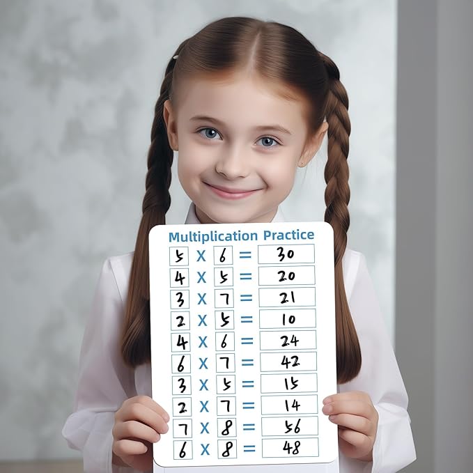Multiplication Chart Whiteboard - Double-Sided Times Table, 9" x 12" Dry Erase Board, Math Manipulatives White Board for Kids Students, Classroom and Home Learning