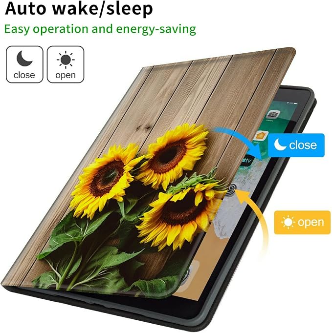 Case for Samsung Galaxy Tab A9 Plus 2023/A11 Plus 2025 11 inch Lightweight Protective PU Leather Smart Stand Cover with Auto Wake Sleep Tablet Case Cover - American Flag &amp Fish