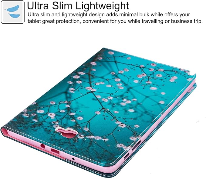 Galaxy Tab A 10.1 with S Pen Case Newshine Slim Folding Stand Case with Card Slots Protective Cover for Samsung Galaxy Tab A 10.1 inch Tablet with S Pen Version (SM-P580/P585) - Almond Flowers