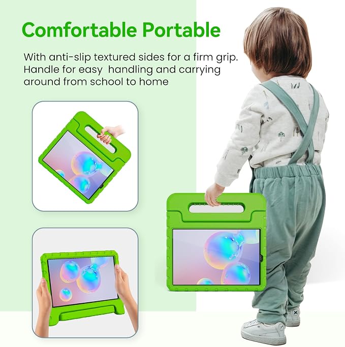 Kids Case for Samsung Galaxy Tab S6 Lite 10.4 Inch with S Pen Holder Black | Fits 2024/2020/2022 Released Shockproof EVA Lightweight Foldable Handle Stand Washable Kids-Friendly
