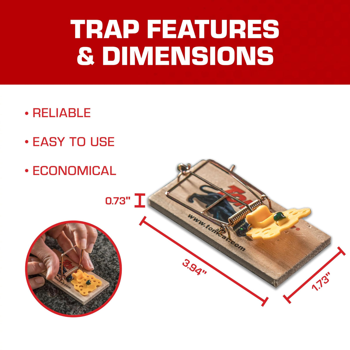 Tomcat Mouse Traps (Wooden), Easy to Use, Effective Way to Catch Mice, 24-Pack