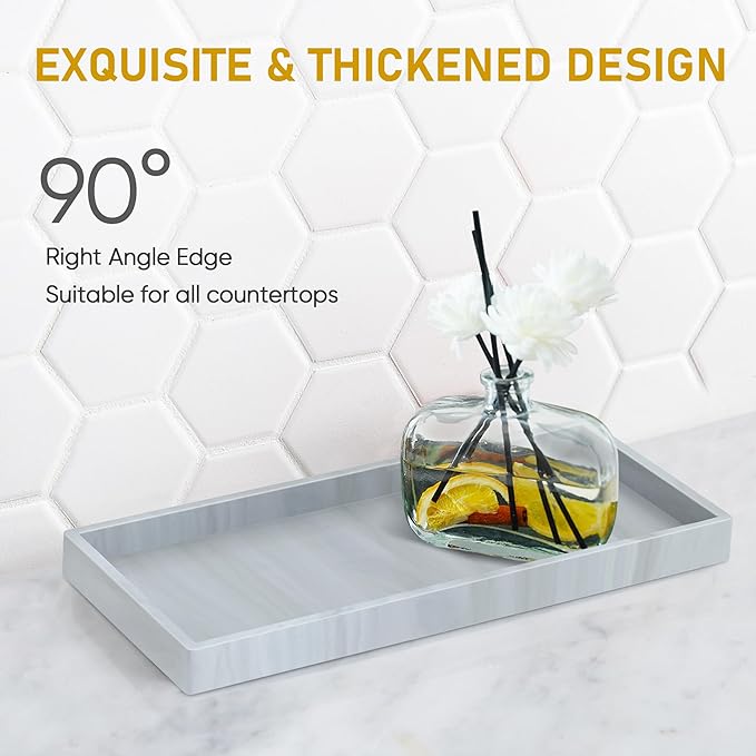 Bathroom Counter Tray,EG-SIPRO High-Grade Thickened Silicone Bathroom Vanity Tray,Shatterproof Durable Rectangle Bathroom Tray Soap Dispenser Tray for Bathroom Countertop,Small+Large (EGTRAY)