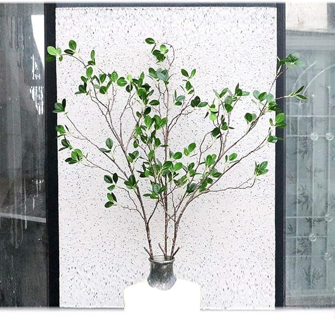 Ollain 43" Artificial Greenery Stems Plants Faux Leaf Green Eucalytus Branches Ficus Twig Fern Fake Green Bushes Shrubs for Home Party Wedding Decoration (4 Pack)