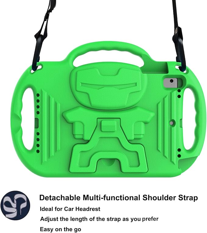 LTROP Kids Case for iPad 5th/6th Generation (2017/2018) &amp Air 2 Shoulder Strap Handle Stand Shockproof Bumper Cute Kid Case for iPad 9.7 Inch Black