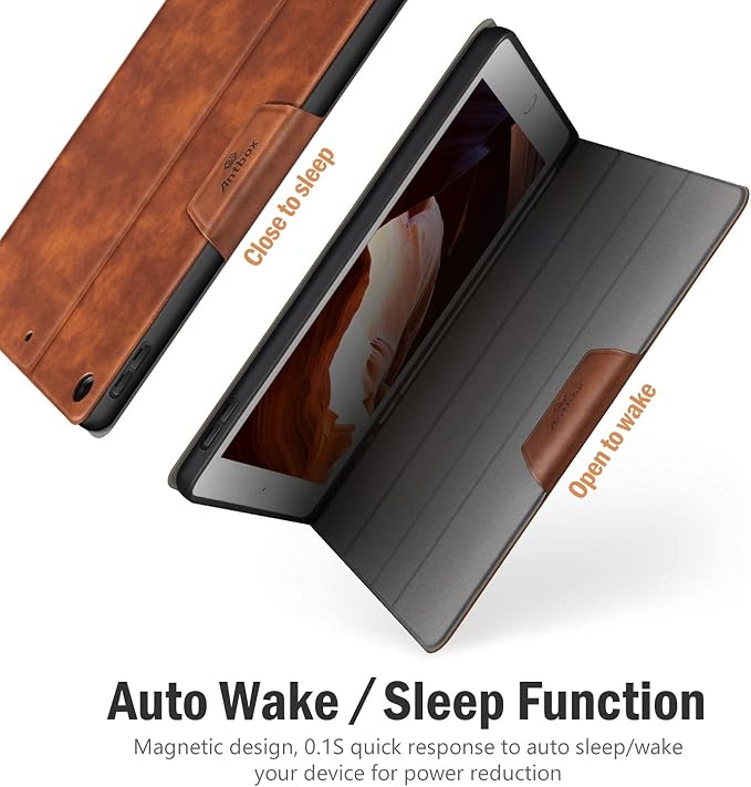 Antbox Case for iPad 9th Generation/iPad 8th/7th Generation 10.2'' Black | Built-in Pencil Holder Vegan Leather Auto Sleep/Wake