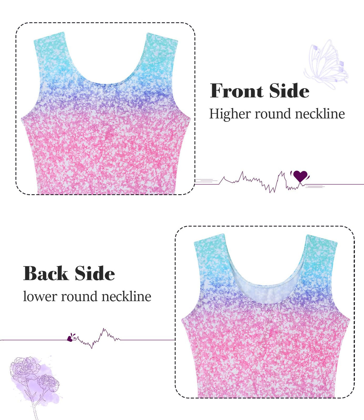 Vogseek Toddler Girls Gymnastics Leotards 3t 4t 2PC Blue Purple Sparkle Dots Ballet Dancewear Biketards Sets with Matching Hairs Scrunchie Drift Quick Dry Activewear Unitards