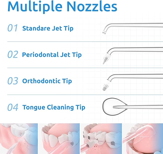 Water Flosser [Dental Cordless Portable] 6 Modes & IPX7 Waterproof Rechargeable Oral Irrigator Water Teeth Cleaner Floss Pick, Home Use WaterFlossers for Braces Bridges/Gum Care (White)
