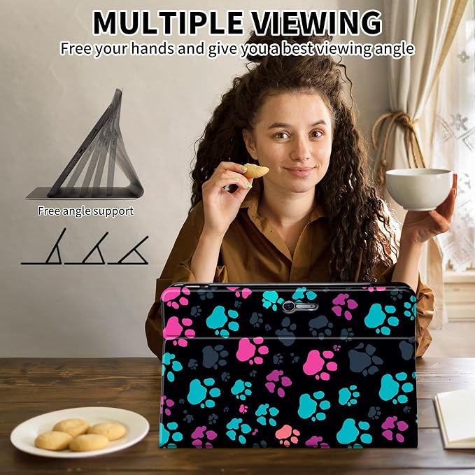 Case for Microsoft Surface Pro 11/10 / 9 13 InchPU Leather Cute Slim Folio Adjustable Stand Cover Case for Surface Pro 11th Edition AIArt Red Dragonfly