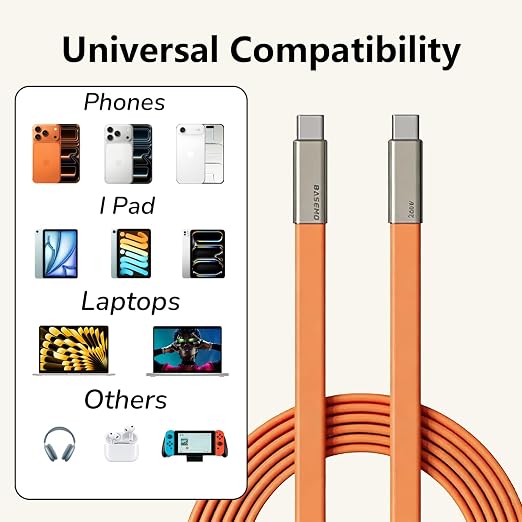 SIDEWAY Phone Charger 240W Silicone Cable with Detachable Stand - Universal Type-C 90° Angle 480Mbps Data Transfer Speed(balck)