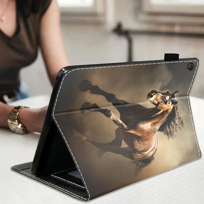Case for Amazon Kindle Fire HD 10 Tablet 10.1 (9th/7th Generation 2019/2017 Release) Slim Folding Stand Folio Cover with Card Slot &amp Auto Wake/Sleep - African American Girl