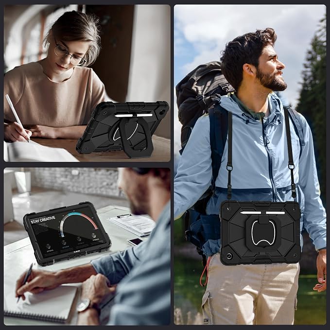 Auizotl Case for Samsung Galaxy Tab A11+/A9+ Plus 11 Inch with Screen Protector/Rotating Stand/Pen HolderMilitary Grade Shockproof Cover for Galaxy Tab A11 Plus /A9 Plus CasesBlack
