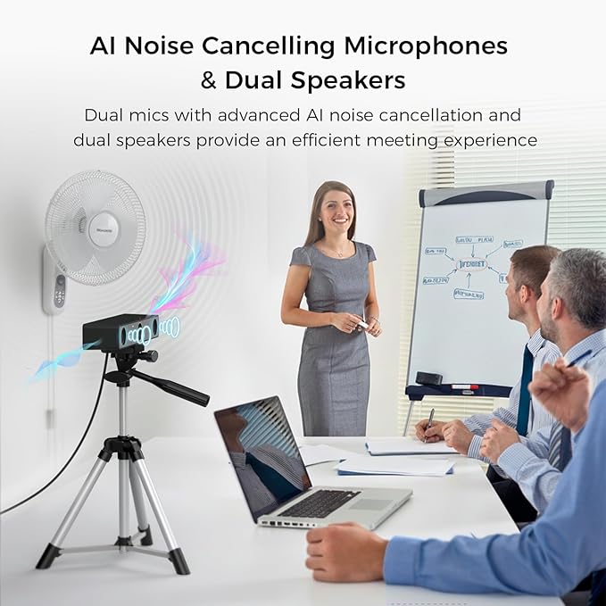 NEARITY V30S 4K Video Conference Camera with Microphone, 120° FOV/3X Digital Zoom, All in One Conference Room Webcam, Dual Mics, Video Conferencing System for Business Meetings/Smartboard