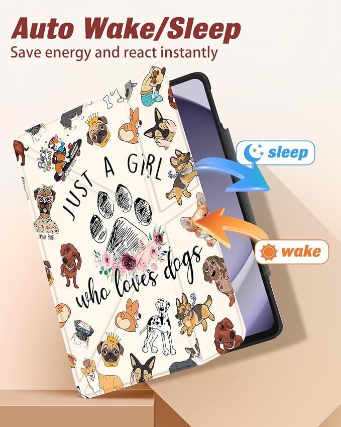 for Samsung Galaxy Tab A9 Plus Case with Pen Holder - for Girls Women Boys Cute Cartoon Cool Anime Kawaii Fun Protector Stand Folio Moon Cat