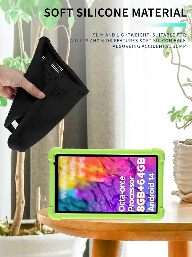 Case for Callsky-Tab Ctab 8 Android Tablet 8 Inch，WUNIAK Shock Proof Lightweight Stand Rubber Shell Protective CoverKids Friendly Soft Silicone Adjustable Stand CoverBlack