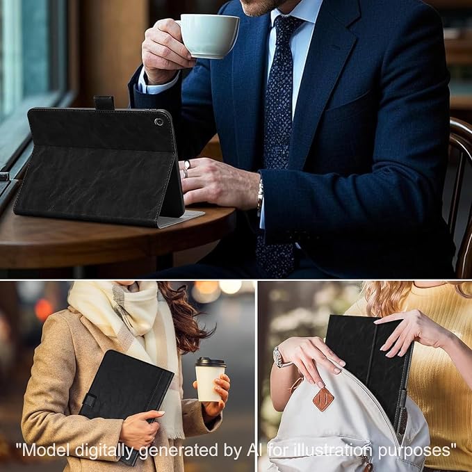Leather Case for iPad 9th/8th/7th Gen 10.2 Inch (2021/2020/2019) | Premium Leather Folio Cover with Magnetic Closure Adjustable Stand Auto Sleep/Wake shockproof Protective CaseBlack