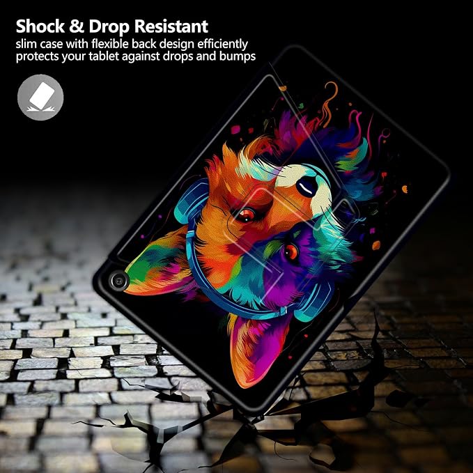 American Flag Deer Pattern Case for All-New Amazon Kindle Fire 7 Inch Tablet (9th/7th/5th Generation 2019/2017/2015 Release)360 Degree Rotating Stand Protective Cover with Auto Sleep/Wake