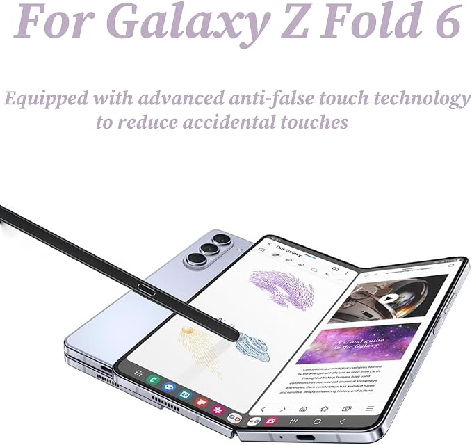 Z Fold 6 S Pen Compatible with Samsung Galaxy Z Fold 6 Slim S Pen Z Fold6 Stylus Pen Fold Edition + 2 Tips + Eject Pin (Black)