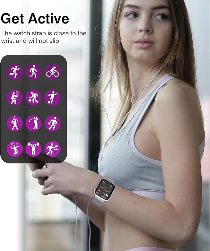EarlySincere Smart Watch for Women with Bluetooth Call Answer/Dail,1.9'' HD Full Touch Screen Fitness Tracker, Smartwatch with Heart Rate Blood Oxygen Blood Pressure Sleep Monitor for Android iOS