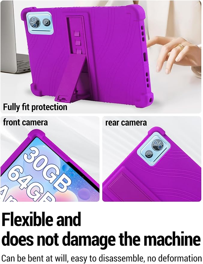 for DEERTiME E15 10 inch Android 15 Tablets Protective caseShockproof Lightweight Silicone Protective Cover with StandChild-Friendly ProtectionEasy to Clean DesignBlack